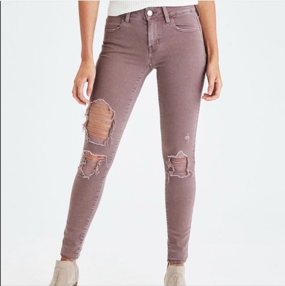 American Eagle Outfitters Denim - AE Mauve Super Stretch Distressed Skinny Jeans